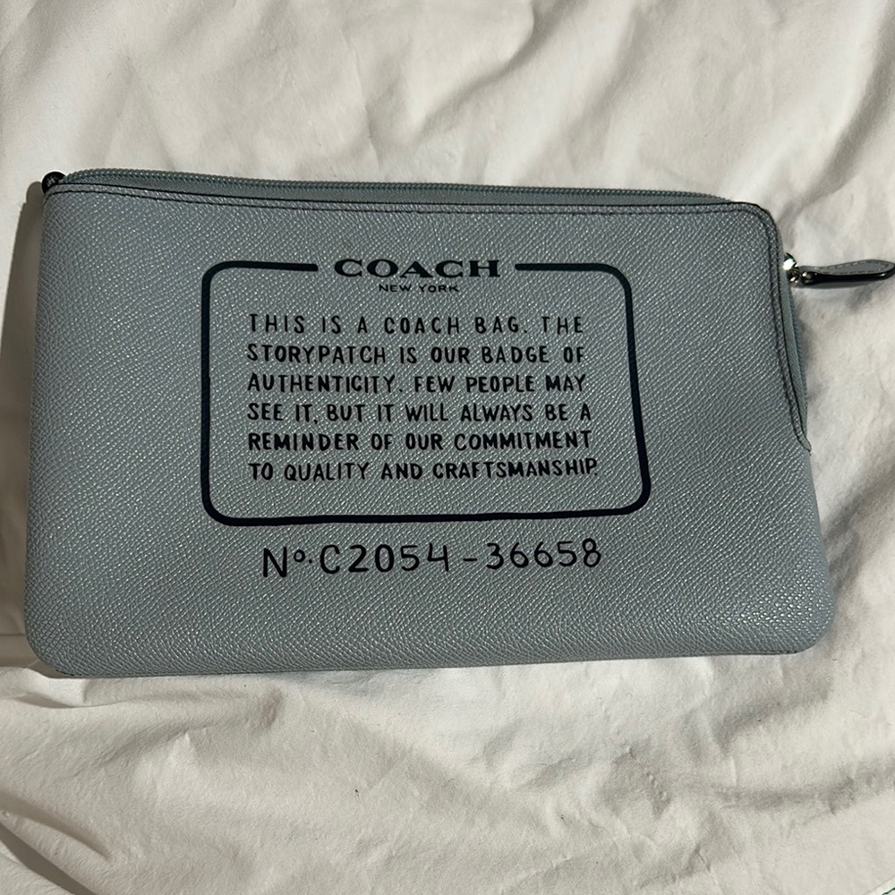 Coach Gray Toiletry Bag with Leather-Like Texture